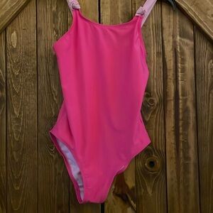 Girls pink one piece swimsuit